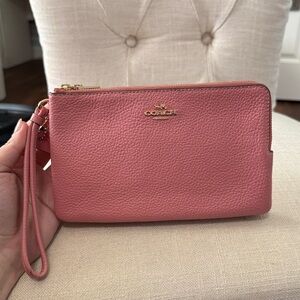 Coach Blush Pink Wristlet with Gold Accents